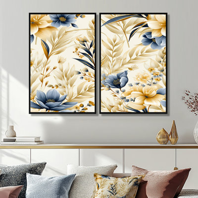 «Coastal Neutrals Flowers» - grand ensemble de 2 fleurs murales