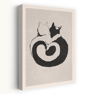 Feline Yin Yang 1 Piece Wrapped Canvas Wall Art
