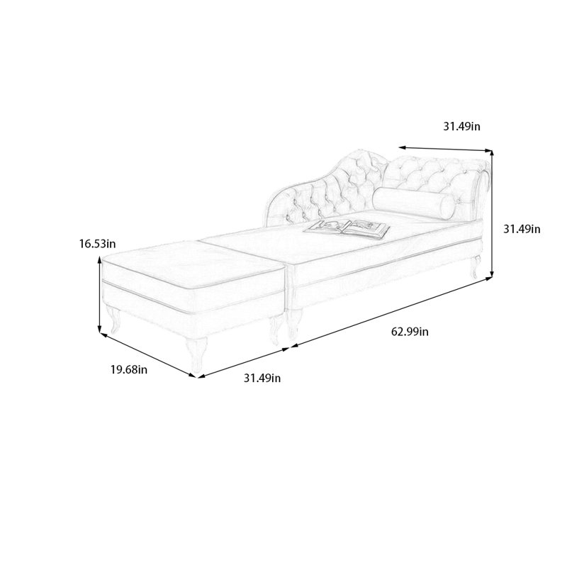 Éponge légère de luxe et fauteuil inclinable en bois massif, Orienté à droite, Bleu très foncé, Brun