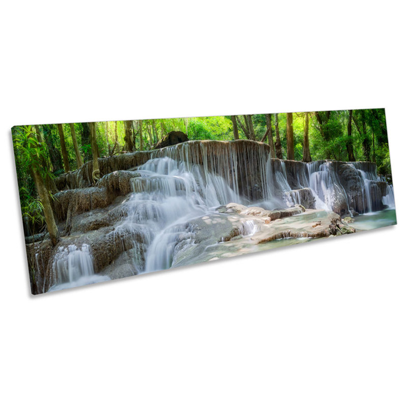 Beautiful Waterfall Landscape by Unknow - Wrapped Canvas Panoramic Print, 30.48cm H x 91.44cm W x 2cm D