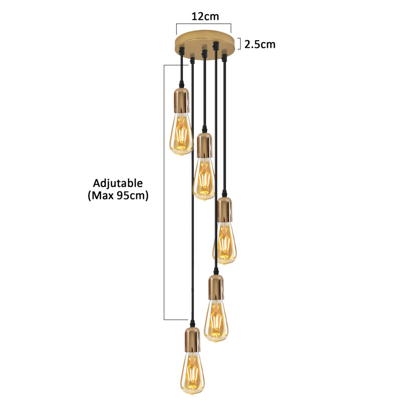 Armida - Light French Gold Cluster Pendant, 5
