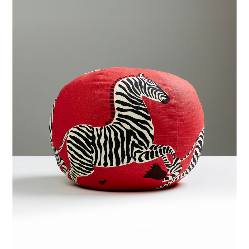 Zebras Circular Pillow Cover & Insert, Masai Red
