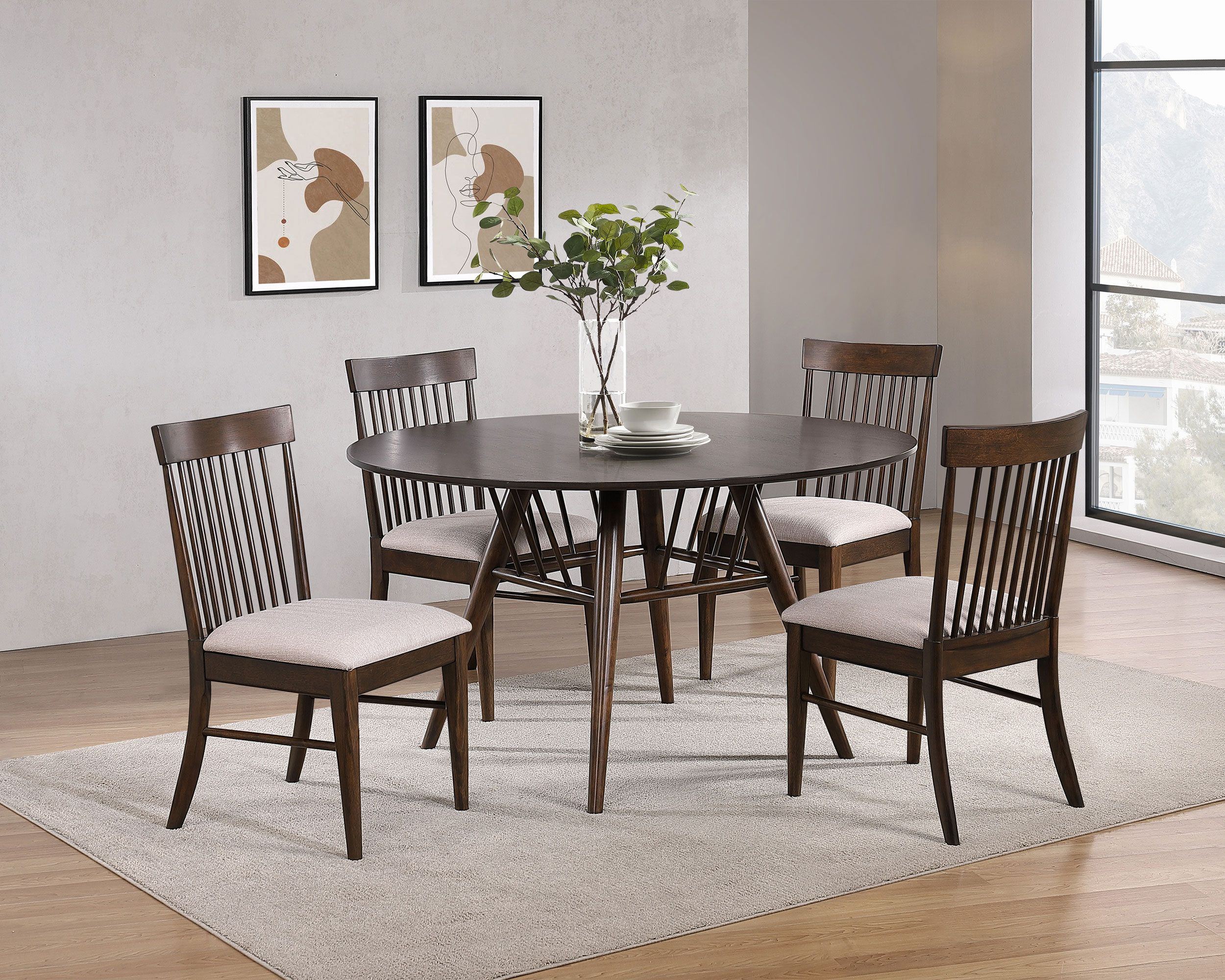 Red Barrel Studio® Kadeidra 5-Piece Round 53-Inch Dining Table Set