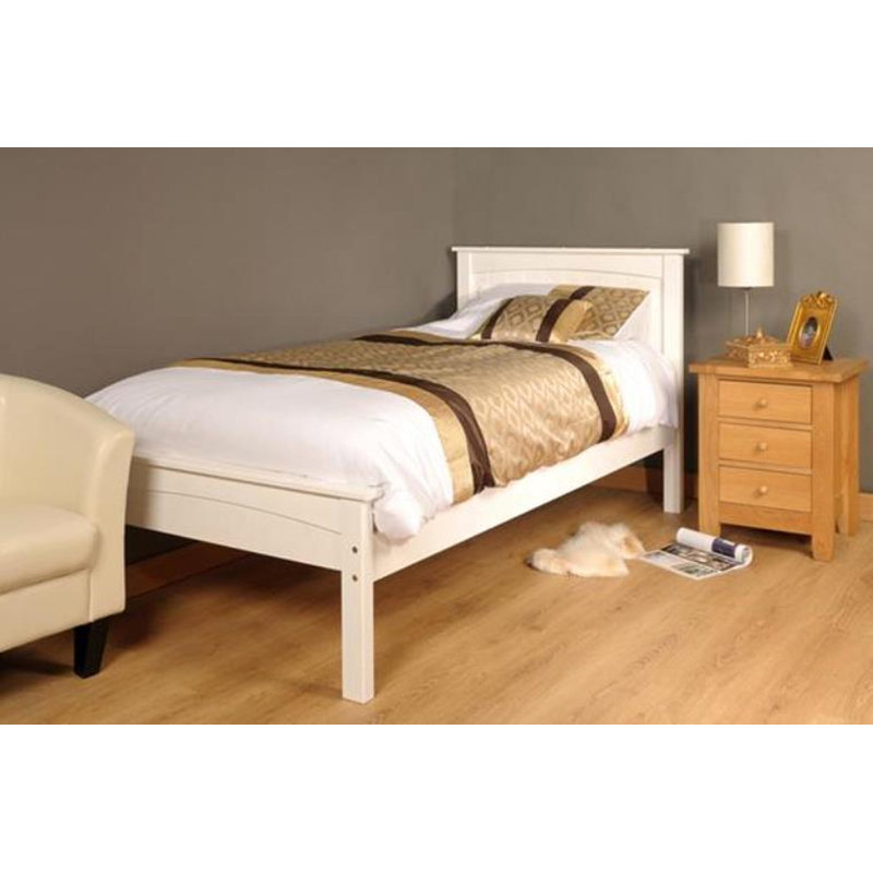 Roca Solid Wood Bed, Single (3'), White