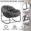  Chaise berçante d'extérieur Papasan avec coussin moelleux, chaise berçante en osier pour balcon / porche / jardin, structure en rotin renforcé toutes saisons, support de 330 lb-2111635322-2120283369