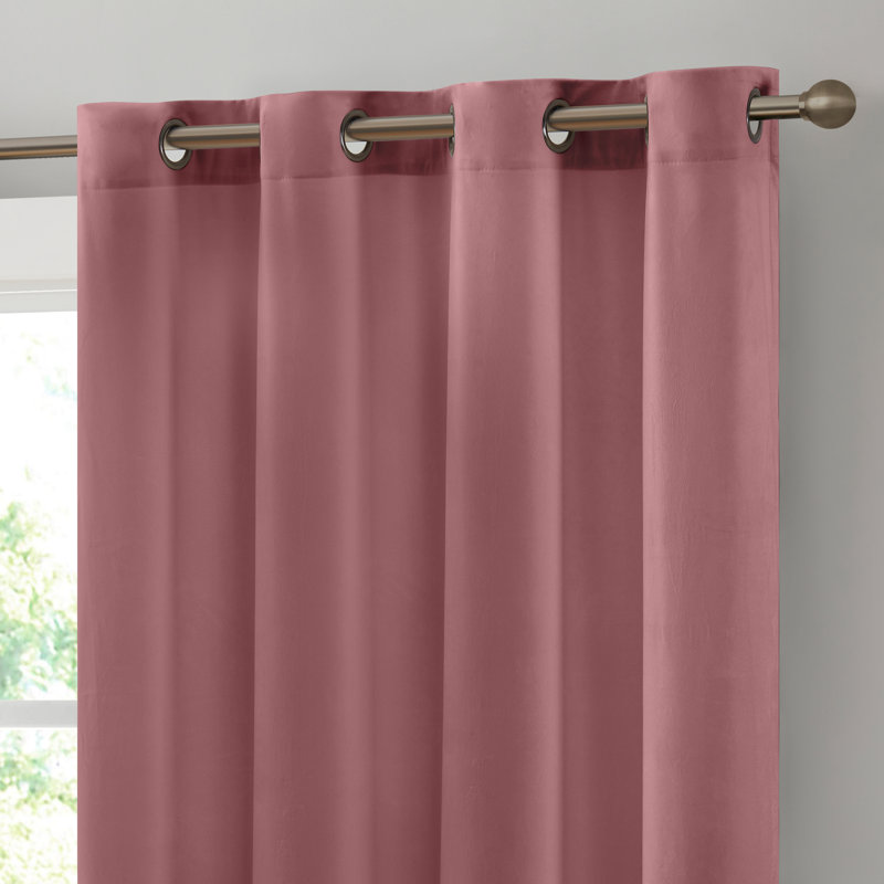 Pleze Velvet Semi Sheer Curtain Pair, 54" W x 84" L, Blush Pink