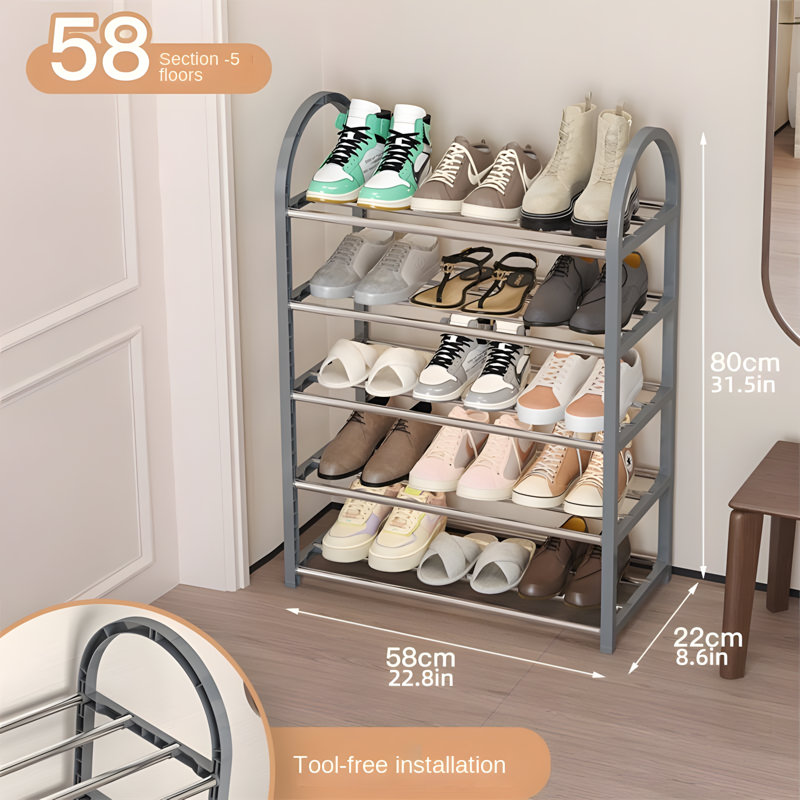 Multi-Layer Entryway Shoe Rack With Reinforced Steel Frame For Dorm Room Or Living Room