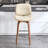 Swivel Upholstered Bar Stool with Solid Wood Frame-205847682