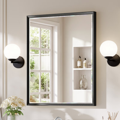 Beveled Bathroom Vanity Mirror with Tempered Glass and Aluminum Frame