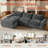 Balendin Feather Down L-Shaped Sectional Sofa, Apartment Couch with Ottoman,Modular-1506986619