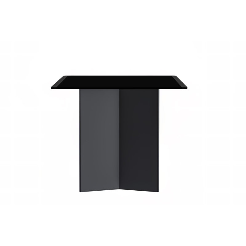Rectangular Black Glass Dining Table with Stainless Steel Base