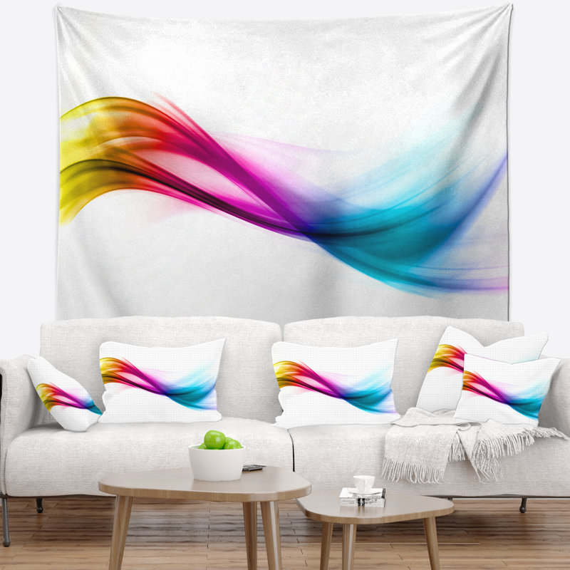 Tapisserie arc-en-ciel à motif abstrait, H 50 po x l 60 po