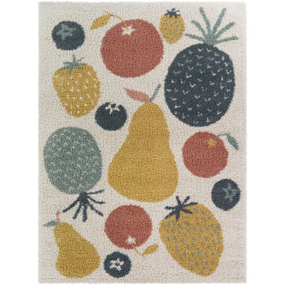 Pomelo Yellow/Coral Kids Fruit Area Rug