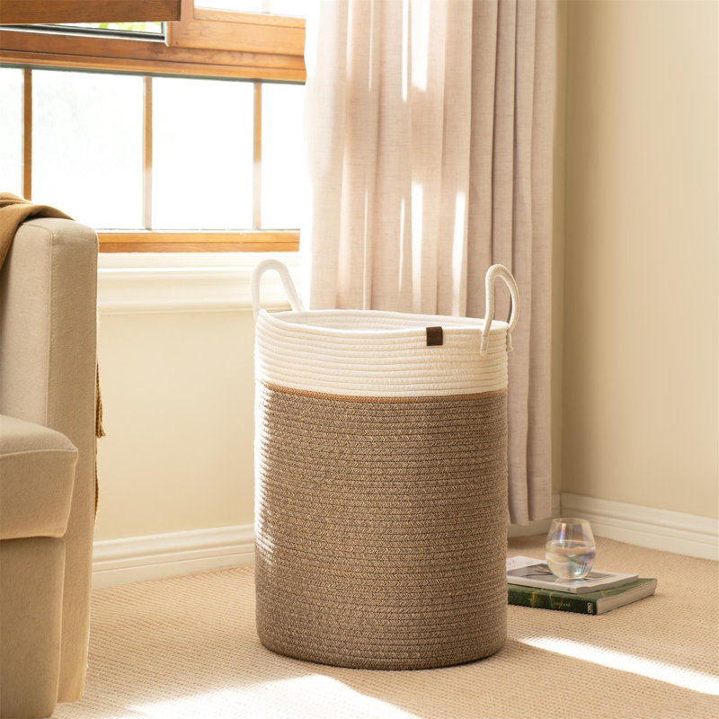 Woven Basket Rope Storage Baskets - Large Cotton Organizer, Basket for Baby Blanket, Kids Toy Nursery Laundry Basket, 98 qt.