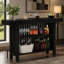 Meuble-bar moderne noir de 160 cm – Table de bar à deux niveaux avec repose-pieds, table haute idéale pour la cuisine, le bistro, la salle à manger ou le salon – Meuble-bar industriel