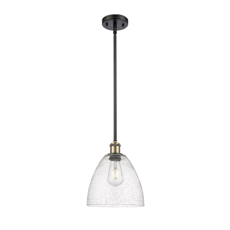 Luminaire suspendu en dome à 1 lumière, Laiton antique noir