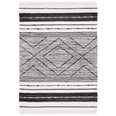 Striped Kilim Flat Weave Cotton Geometric Rug