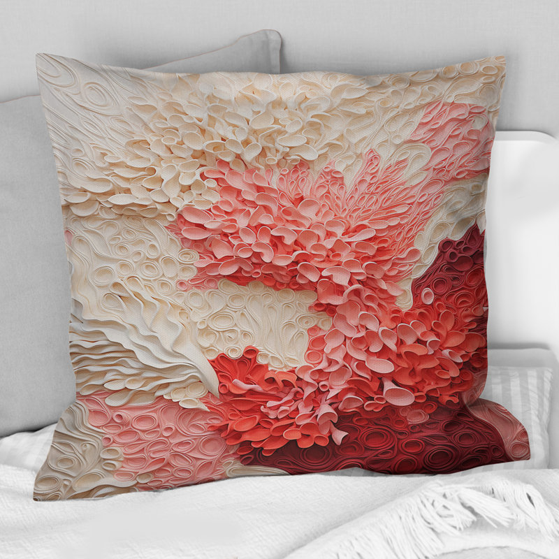 Beige And Pink Coral Collage - Coral Printed Throw Pillow