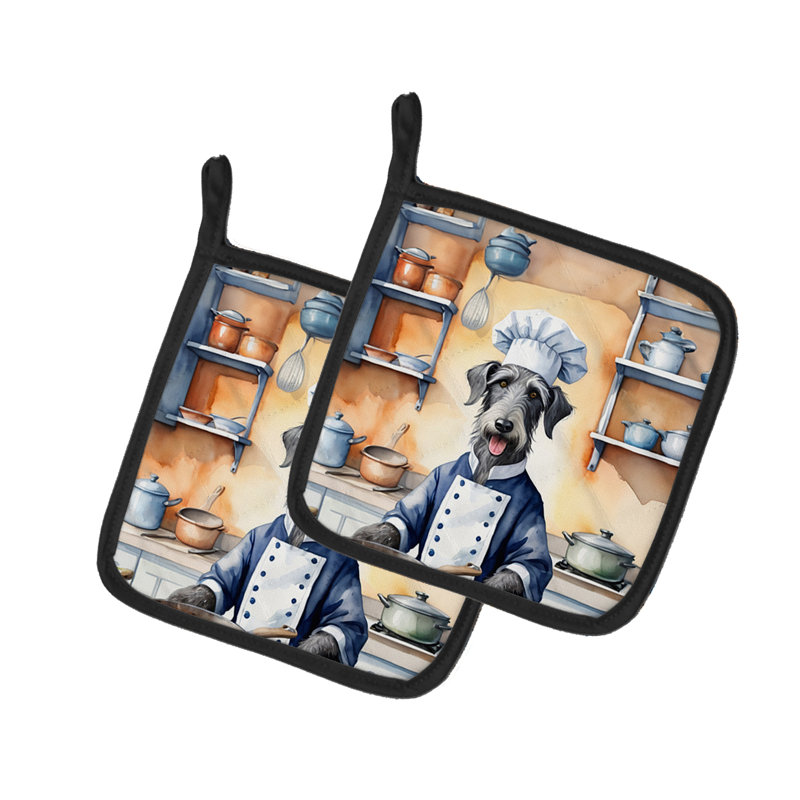 Caroline's Treasures The Dog Chef Polyester Potholder Set