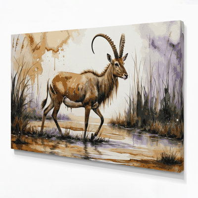 Faune, art mural sur toile beige Sitatunga