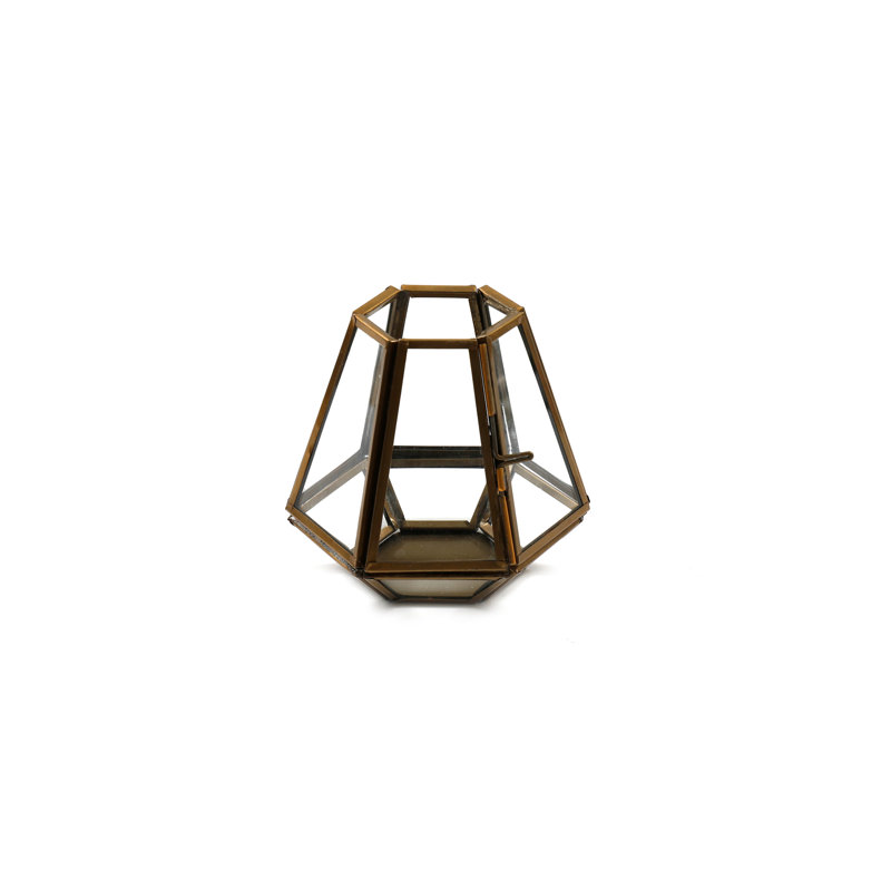 Glass Tabletop Tealight Holder, 10 cm H x 10 cm W x 10 cm D