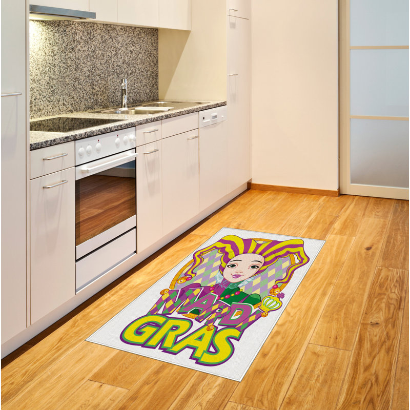Mardi Gras High Density Long Fiber Poly Threads Decorative Area Rug Carpet, Rectangle 2'7" x 5'