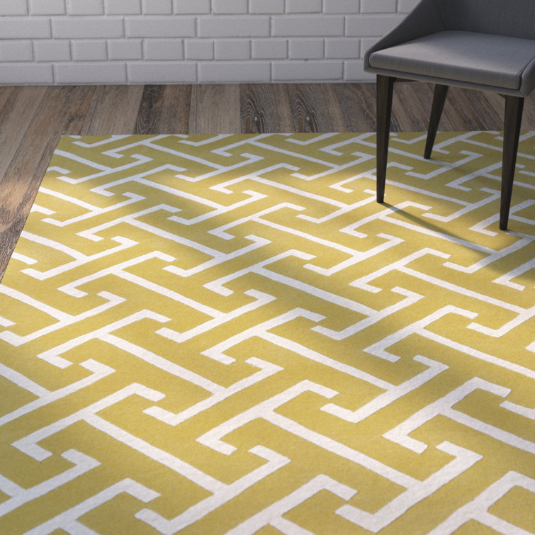 Wrought Studio Handmade Wool Yellow Rug & Reviews | Wayfair