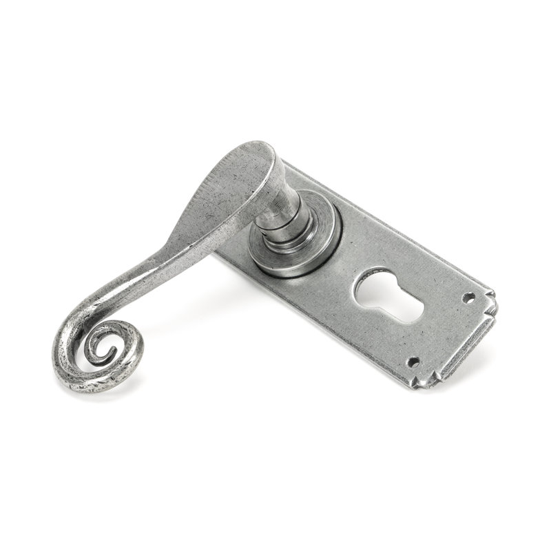 Monkeytail Lock Left Hand Door Handle, Pewter Patina, Right