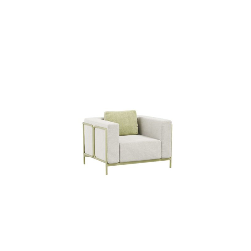 Duval Outdoor Lounge Chair, White Cushion/Green Frame