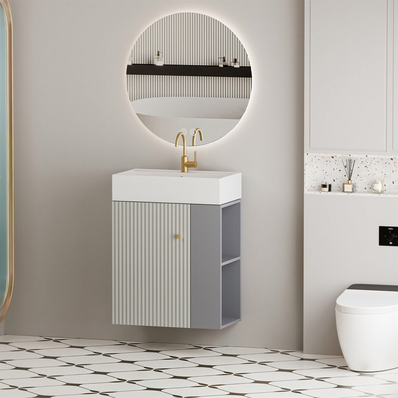 Meuble-lavabo à fixation murale 21,6 po avec lavabo en céramique