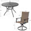 Ensemble de salle à manger 5 pièces pivotant pour l'extérieur, table de salle à manger ronde 41,4 po avec trou pour parasol et 4 chaises pivotantes en textilène