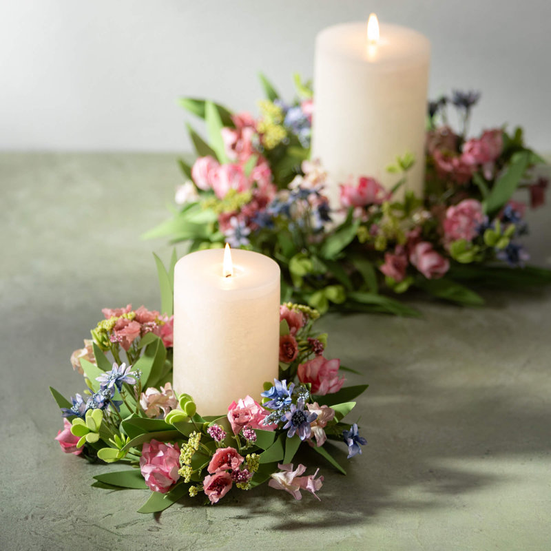 Mini-bougie artificielle à fleurs Rose, L 15 po x H 15 po x P 5,5 po