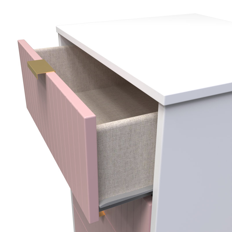 Beranda 45cm W Manufactured Wood Bedside Table, Kobe Pink/White