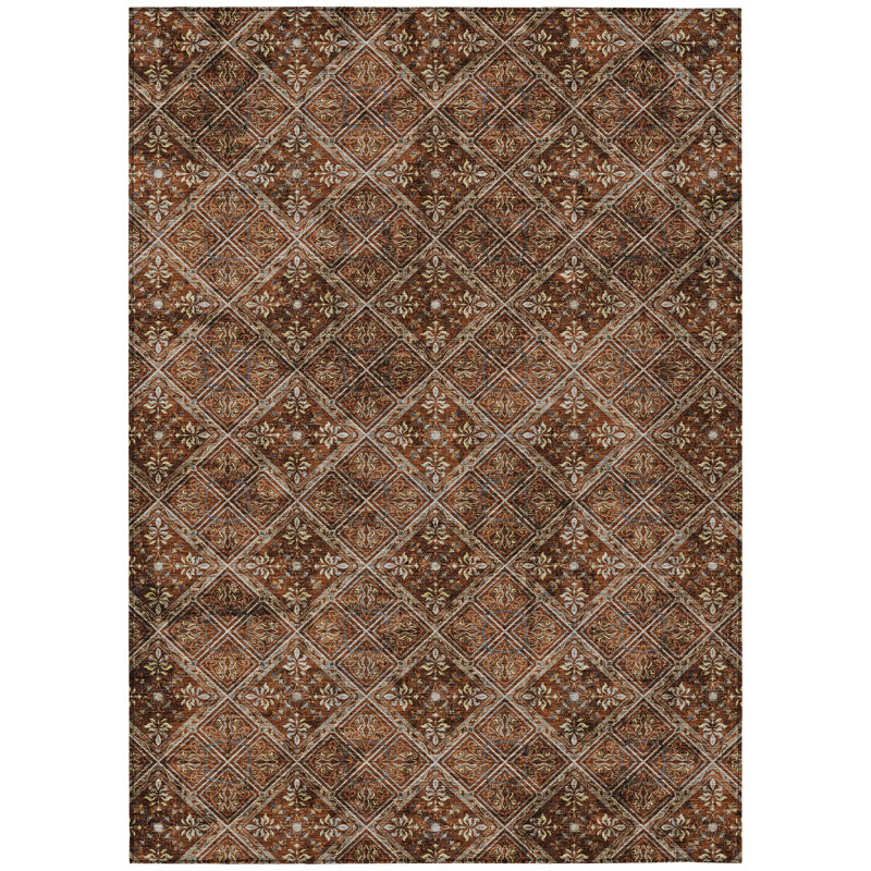 Machine Washable Indoor/Outdoor Chantille ACN2692 Casual Rug, Brick, 9' x 12'