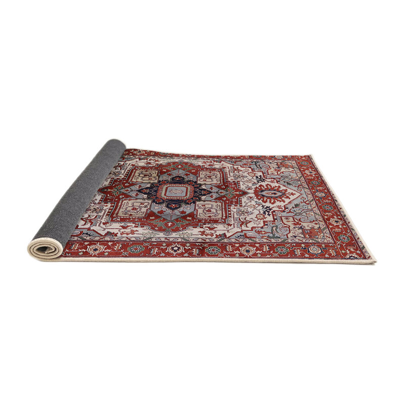 Tapis oriental rouge / gris / ivoire, Rond 5 pi