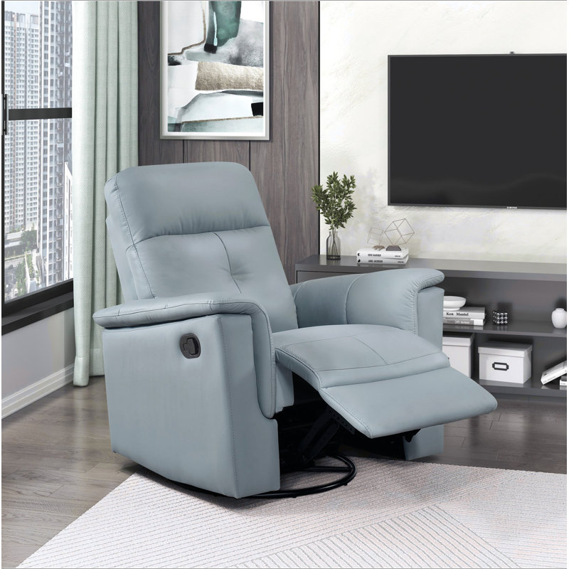 Fauteuil inclinable manuel pivotant Rem, cuir grainé bleu clair Rem, Bleu clair