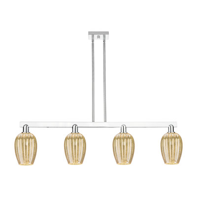 Hailsham - 4 Light Flute Shade Stem Hung Island Light