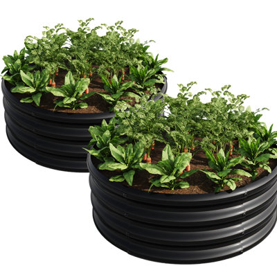 2Pcs W840116761 Galvanized Metal Raised Bed For Growing Strawberry And Corn, Double - Layer Corrosion Protection Potato Succulents, Rust Coating