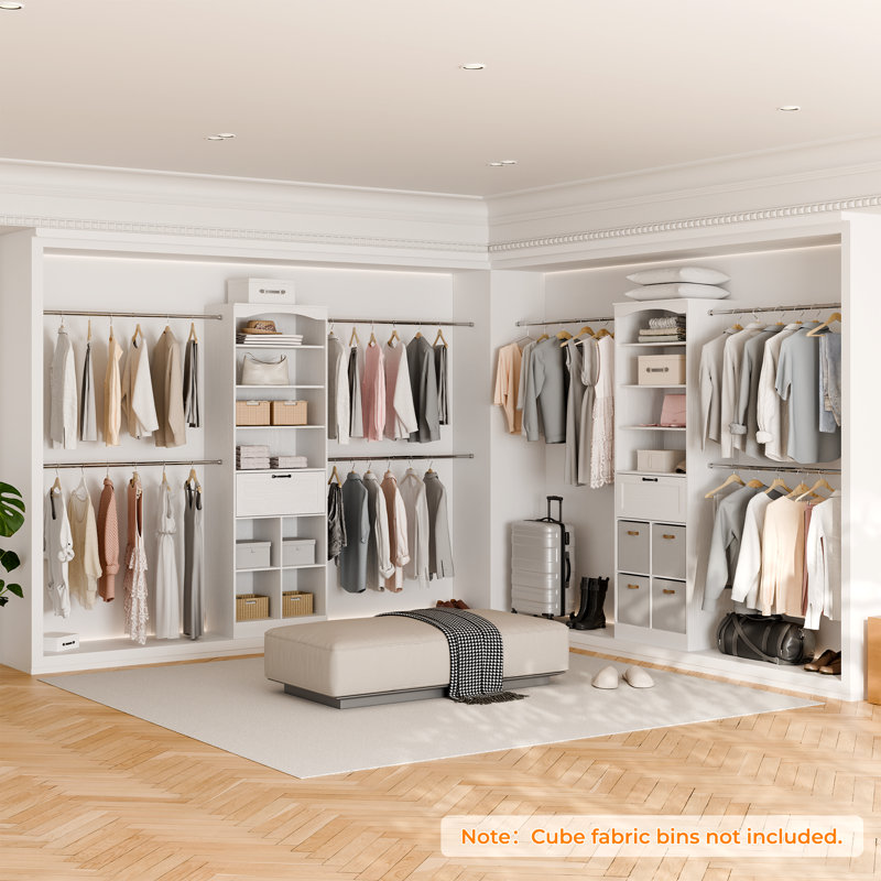 26.4"-152.4" W Closet System with Drawer and Bottom Rack