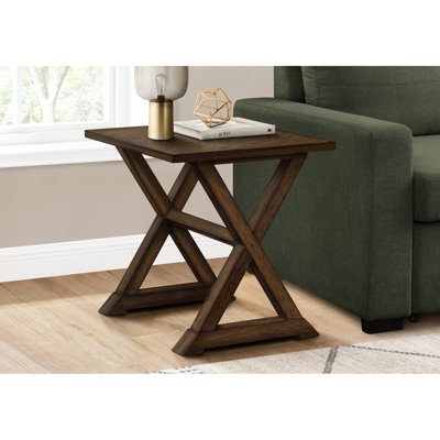 Table d'appoint carrée transitionnelle pour chambre à coucher / salon, table de chevet en placage brun, extrémité spacieuse facile à assembler