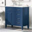 Ensemble de meuble-lavabo 36 po avec lavabo, armoire de salle de bain bleue avec tiroirs, cadre et panneau de fibres à densité moyenne -495557570