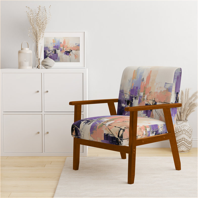 Paper Euphoria I - Chaise rembourrée de style moderne Mid-Century, Mauve, Brun