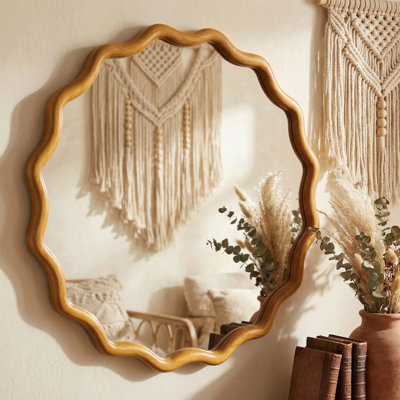 Bohemian Round Wood Framed Decorative Wall Orik