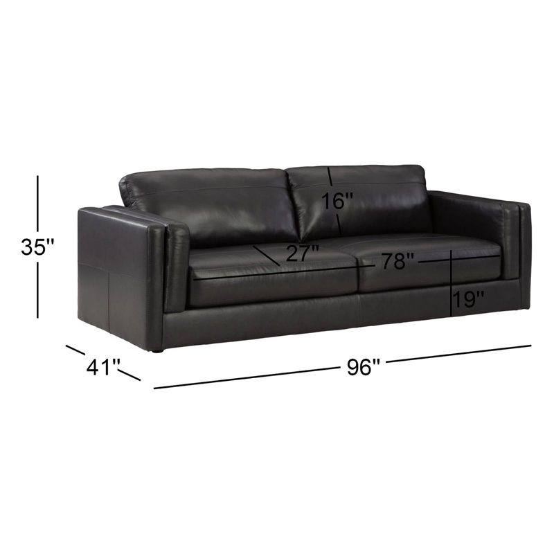 Arne Zuri 95'' Genuine Leather Sofa