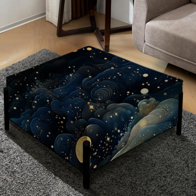 Motif galactique indigo minuit - Grand repose-pieds carré abstrait