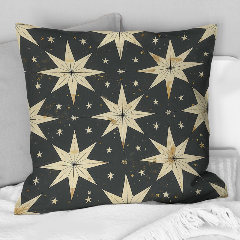 Coussin Mid-Century gris anthracite Midcentury Stars II, H 16 po x l 16 po