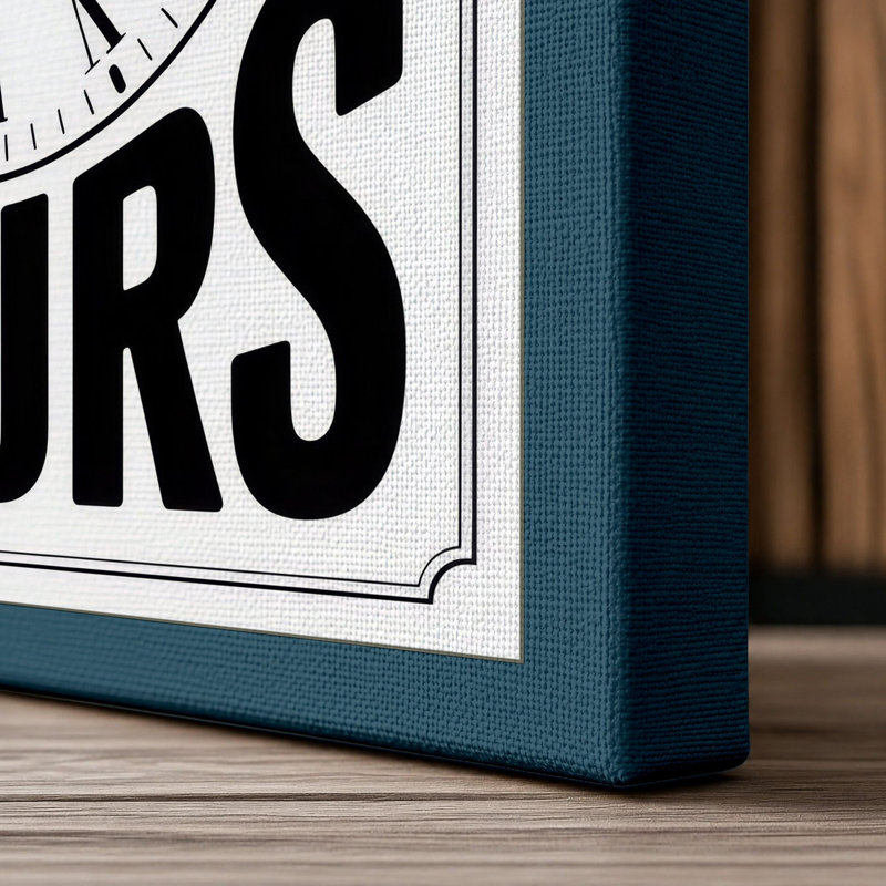 After Hours Clock Typography - Wrapped Canvas, 24x16 - 61.0 x 40.6 cm, Teal Border