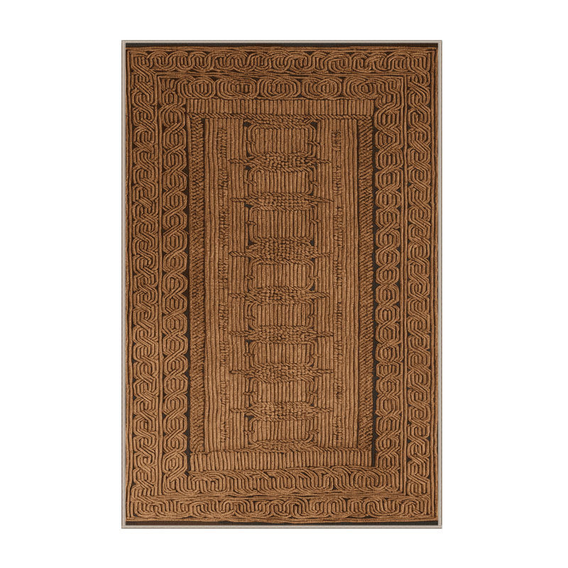 Tapis brun français lavable à la machine, Rectangle 7 pi x 9 pi