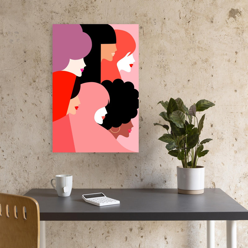 Profils de femmes diverses - Affiche murale moderne, minimaliste et colorée, 18" H x 12" W