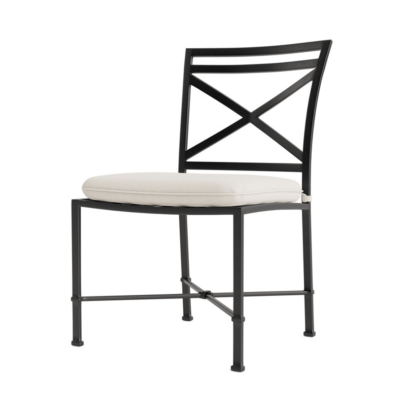 Venetian Outdoor Dining Side Chair, Fusion Natural, Textured Pewter, Tan